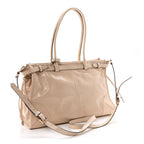 Glossy Calfskin Triangle Large Bonnie Shoulder Bag Travertine