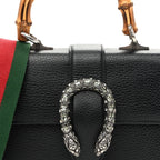 Dollar Calfskin Crystal Web Mini Dionysus Bamboo Top Handle Bag Black Black Diamond