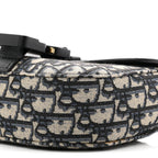 Grained Calfskin Oblique Mini Saddle Messenger Bag With Flap Beige Black