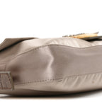 Satin Calfskin Crystal Crocodile Embossed Baguette Grey