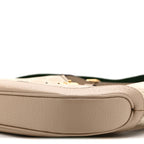 GG Supreme Monogram Textured Dollar Calfskin Web Small Jackie 1961 Hobo Beige Mystic White Oatmeal