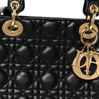 Lambskin Cannage Medium Lady Dior Black