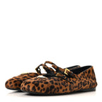 Calf Hair Leopard Print Ballerina Flats 36.5 Honey