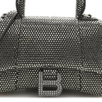 Strass Suede Hourglass Top Handle Bag XS Smoke Grey Crystal