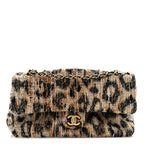 Tweed Mixed Fibers Leopard Print Small Souplissimo Maxi Flap Brown Black White