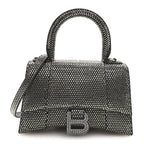 Strass Suede Hourglass Top Handle Bag XS Smoke Grey Crystal