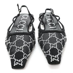 Tela Retino Kid Scamosciato Crystal GG Monogram Square G 35mm Slingback Pumps 38 Black