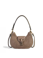 Windsor Shoulder Bag - Deep Taupe Suede