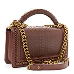 Snakeskin Calfskin Medium Chain Around Top Handle Boy Flap Mauve