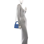 Shiny Aged Calfskin Quilted Nano Kelly Shopper Blue