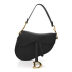 Grained Calfskin Saddle Bag Black