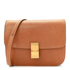 Natural Calfskin Medium Classic Box Flap Bag Tan