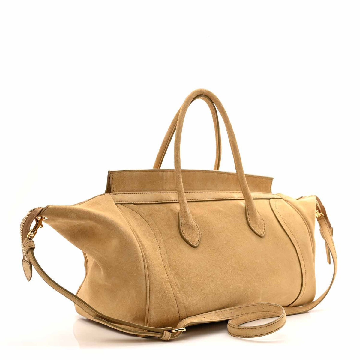 Suede Calfskin Medium New Luggage Beige