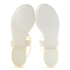 Lambskin CC Leaf Thong Sandals 36 White