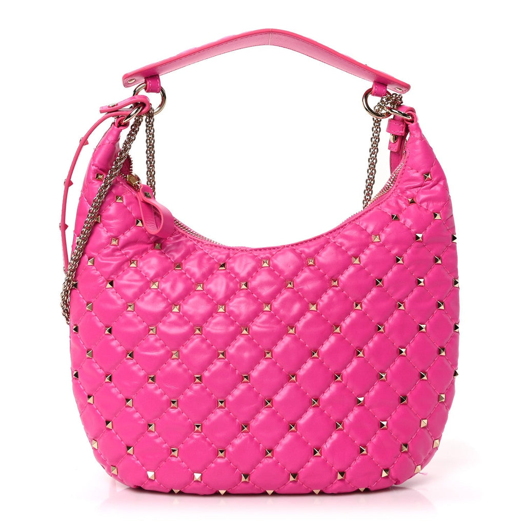 Nappa Small Rockstud Spike Hobo Fuxia