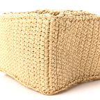 Yarn Raffia Effect Crochet Logo Embroidered Small Tote Bag Naturale