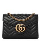 Calfskin Matelasse GG Marmont Chain Wallet Black