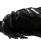 Suede Calfskin Fringe Buffalo Horn Mombasa Hobo Black
