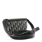 Grained Calfskin Oblique Mini Saddle Messenger Bag With Flap Beige Black