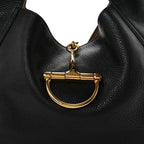 Grained Calfskin Softbit Maxi Shoulder Bag Black