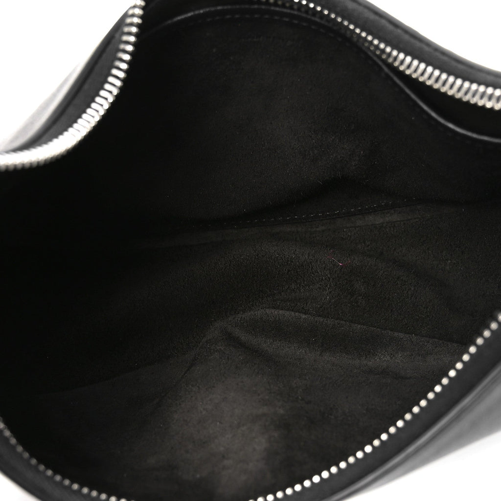 Calfskin Ava Logo Shoulder Bag Black