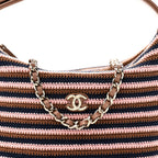 Crochet Lambskin Coco Crochet Hobo Clutch With Chain Brown Pink Navy