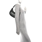 Calfskin Ava Logo Shoulder Bag Black