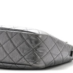 Metallic Aged Calfskin Quilted Large Reissue Camera Case Silver