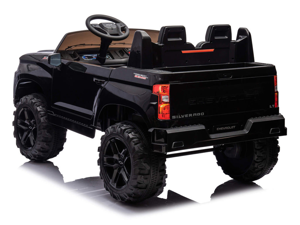 24V Chevrolet Silverado Ride on Truck for Kids with 2 Seats and Remote - Black