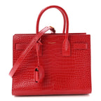 Calfskin Crocodile Embossed Baby Sac de Jour Eros Red