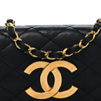Lambskin Quilted Jumbo CC Small Single Flap Black
