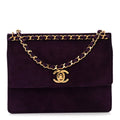 Suede CC Flap Clutch With Chain Purple