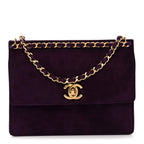 Suede CC Flap Clutch With Chain Purple