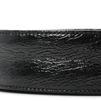 Suede Patent Web Mini Ophidia Round Shoulder Bag Black