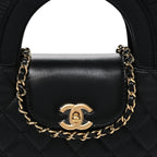 Lambskin Fringe Nano Kelly Shopper Black