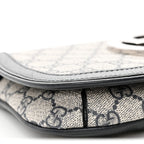 GG Supreme Monogram Textured Dollar Calfskin Blondie Chain Shoulder Flap Bag Beige Blue