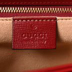 GG Supreme Monogram Azalea Calfskin Horsebit 1955 Shoulder Bag Beige Ebony New Cherry Red