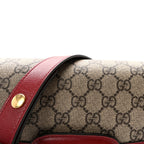 GG Supreme Monogram Azalea Calfskin Horsebit 1955 Shoulder Bag Beige Ebony New Cherry Red