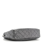Metallic Aged Calfskin Quilted Large Reissue Camera Case Silver
