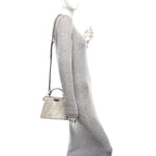 Crystal Vitello Laminato FF Petite Peekaboo I SEE U Satchel Crystal Argento