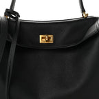 Grained Calfskin Small Rodeo Top Handle Handbag Black