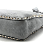 Pebbled Calfskin Small Rockstud Flip-Lock Messenger Bag Light Stone