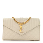 Grain De Poudre Mixed Matelasse Triquilt Monogram Chain Wallet Crema Soft
