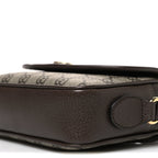 GG Supreme Monogram Textured Dollar Calfskin Mini Ophidia Flap Shoulder Bag Beige Ebony New Acero