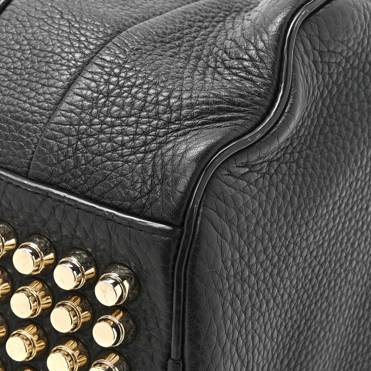 Pebbled Lambskin Rocco Black Pale Gold Hardware