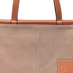 Canvas Calfskin Cushion Tote Taupe