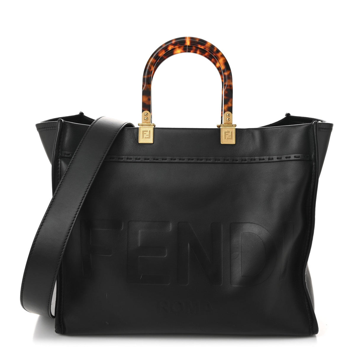 Vitello King Plexiglass Medium Fendi Sunshine Shopper Black