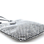 Satin Crystal Metal Triangle Logo Chain Crossbody Handbag Cristal