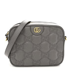 Calfskin GG Matelasse Shoulder Bag Dusty Grey Natural