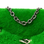 Merino Wool Medium Maxi Horsebit Chain Shoulder Bag Green